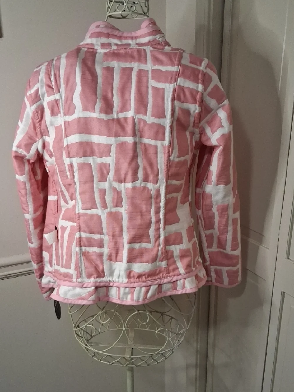 Pink & White Patterned Ruffle Blazer - Picture 8 of 8